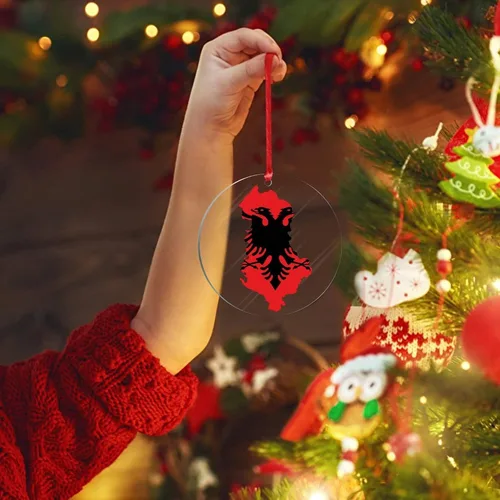 Miniatura 4 de Bandera de Albania, silueta de árbol, adorno de decoración de árbol de Navidad, bandera nacional, recuerdo de árbol de Navidad, recuerdo de Albania