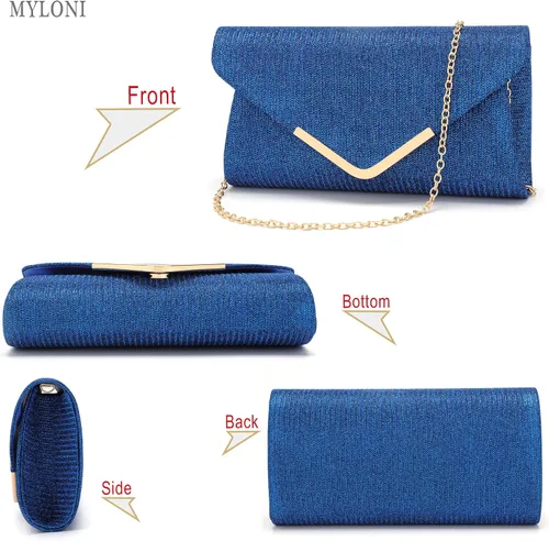 Miniatura 5 de Bolsos de mano brillantes para mujer, bolso de noche para mujer, bolso de mano para mujer, bolso de mano para fiesta, graduación, boda