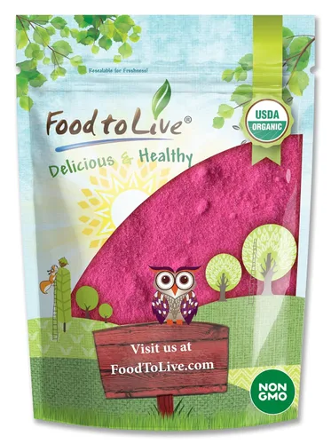 Food to Live Jugo de fruta del dragón orgánico en polvo, 6 onzas, sin OMG, Pitaya roja en polvo, vegano, a granel. Contiene maltodextrina. Rico en
