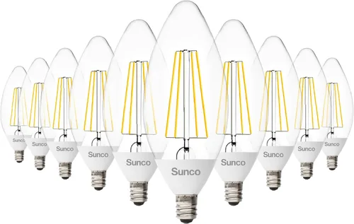Sunco - Paquete de 10 bombillas LED B11 para exteriores del atardecer al amanecer, bombillas Edison para iluminación de porche, 500 LM, 5 W