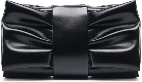 Miniatura 11 de Elegante bolso de mano con lazo para mujer, suave y plisado, bolsa de noche de poliuretano con cadena desmontable para fiesta de graduación, boda