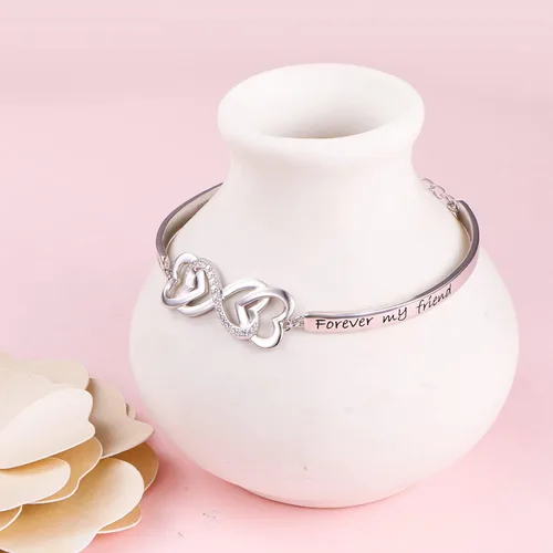 Miniatura 8 de DAOCHONG Pulsera de plata de ley 925 con diseño de infinito y corazón para mujer