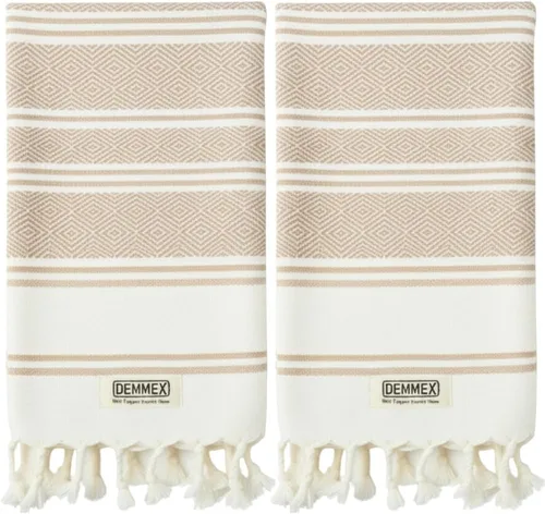 DEMMEX Toallas de mano turcas de algodón orgánico certificado para baño, juego de 2, toallas de cocina y gimnasio, toallas de viaje compactas y