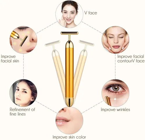 Miniatura 3 de Beauty Bar - Masajeador facial eléctrico dorado de 24 quilates, herramientas de masaje facial en forma de T, para el cuidado de la piel, brazo, ojo