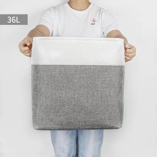Miniatura 6 de Bagnizer 13x13 Cajas de almacenamiento cúbicas, caja de almacenamiento plegable de tela, paquete de 4 cestas de armario con asas para organizar