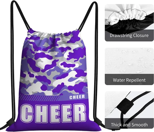 Miniatura 52 de Mochila con cordón impermeable para gimnasio, bolsas con cordón, bolsa de cuerda deportiva, mochila de camuflaje, Bolsas con cordón Cheer - Bolsas