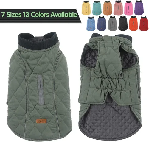 Miniatura 2 de EMUST Abrigos de invierno para perros, chaquetas resistentes al viento para clima frío, ropa de cachorro con cuello alto, 7 tamaños, 13