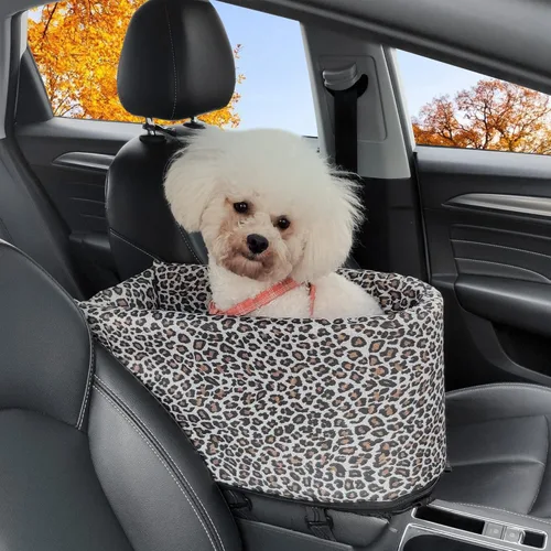 Miniatura 9 de Asiento elevador de seguridad para mascotas, asiento de automóvil con consola central para perros pequeños, gatos, asiento elevador para A cuadros