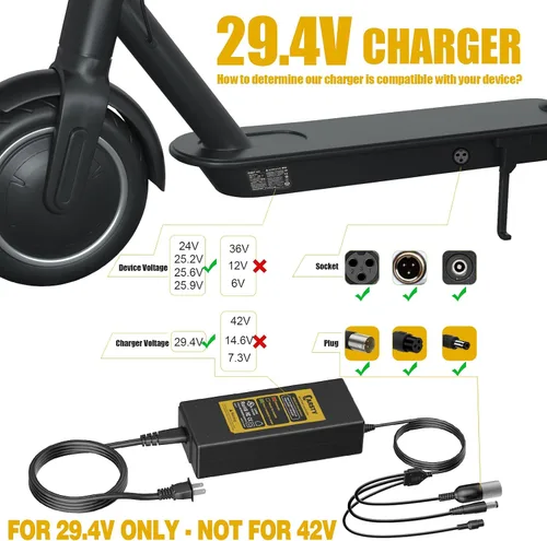 Miniatura 2 de Cargador Carsty Hoverboard 29.4V para scooter eléctrico y silla de ruedas UL Certified Universal 3-in-1 fast charger for 29.4V devices. Compatible
