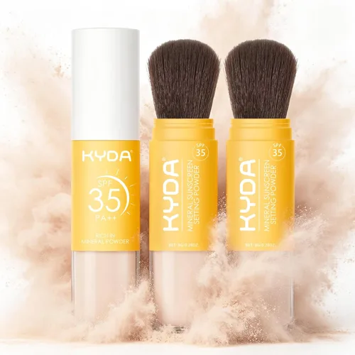 Miniatura 12 de KYDA Protector solar mineral en polvo para rostro y cuero cabelludo, protector solar SPF 35 para el cuero cabelludo, protector solar