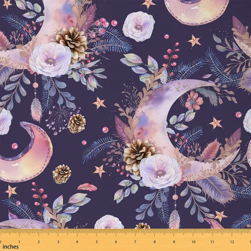 Miniatura 15 de The Yard - Tela de hongos con forma humana de The Yard Moon Star Galaxy Starry Sky DIY Craft Hobby Tela por Yard Cool Purple Ombre Geométrico Líneas