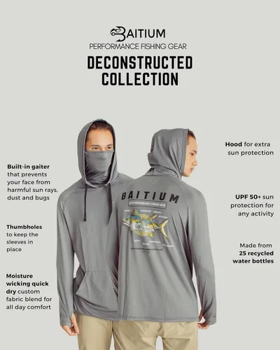 Miniatura 4 de Fishing Shirts for Men,UPF50 Hooded Long Sleeve with Gaiter, Sun Protection Dry Fit Apparel, Face Mask, Fishing Clothes