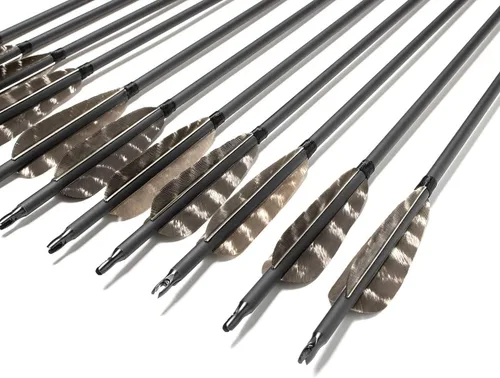 Miniatura 3 de 31Inch Carbon Arrow, Practice Hunting Arrows, Camo Turkey Feather Fletching, Arrows for Compound & Recurve Bow with Removable Tips Adjustable Nocks