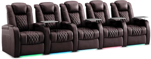 Miniatura 30 de Weilianda Asientos de Cine en Casa de Cuero de Grano Superior Silla Reclinable con Reposacabezas Eléctrico y Reclinación Asientos de Película Sofá