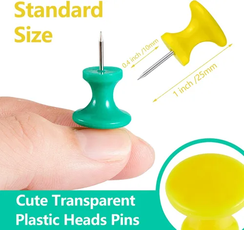 Miniatura 2 de Outus 100 pines gigantes para pulgares grandes, cabezales de plástico, de 1 pulgada, para tablero de corcho, mapas, pósteres de oficina y escuela