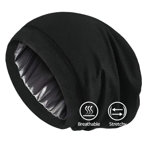 Miniatura 46 de Alnorm - Gorro con forro de satén y suave banda elástica para hombres y mujeres, talla única Se ajusta a la mayoría