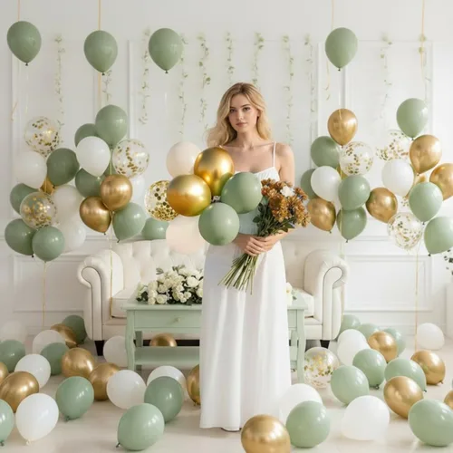 Miniatura 4 de TecUnite - 80 globos de látex de 12”, diseño de confeti, globos metálicos, para fiestas de Navidad, Halloween, San Valentín, 4 de Julio, boda