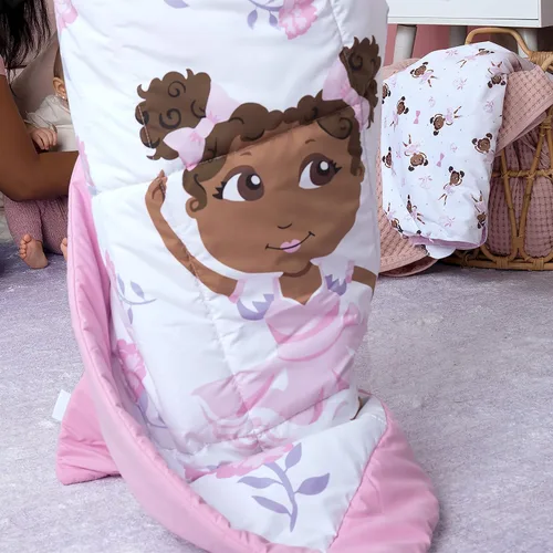 Miniatura 4 de Little Muffincakes Zhara Manta acolchada para niños pequeños, estampado de bailarina y flores, 42.0 x 34.0 pulgadas, 18 meses en adelante, rosa