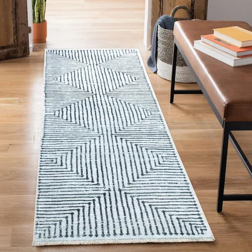 Miniatura 54 de Bloom Rugs Caria Alfombra Lavable Antideslizante de 7 pies - Azul/Carbón Alfombra Tradicional para Entrada, Pasillo, Baño y Cocina - Tamaño Exacto