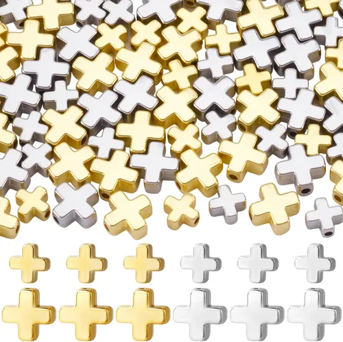 Miniatura 28 de 120 dijes de cruz para hacer joyas, cuentas de cruz religiosa para pulseras, cruces para hacer joyas, pulseras, collares, manualidades (6 colores)