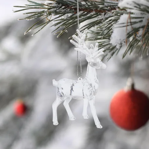Miniatura 4 de ARTIBETTER 2 piezas de decoración de cristal de alce de Navidad, adornos de mesa transparentes, figuras de reno, adornos de reno, decoración de alce