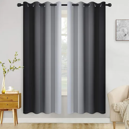Miniatura 193 de COSVIYA Cortinas 100% Opacas Azul Degradado con Lazos Ajustables para Cocina Aislamiento Térmico Oscurecimiento de Habitación Cenefa con Bolsillo