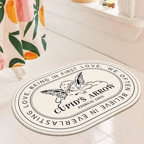 Alfombra de baño ultra suave y pequeña, antideslizante, ovalada, de dibujos animados, para bañera, súper absorbente, lavable, gruesa, felpudo de