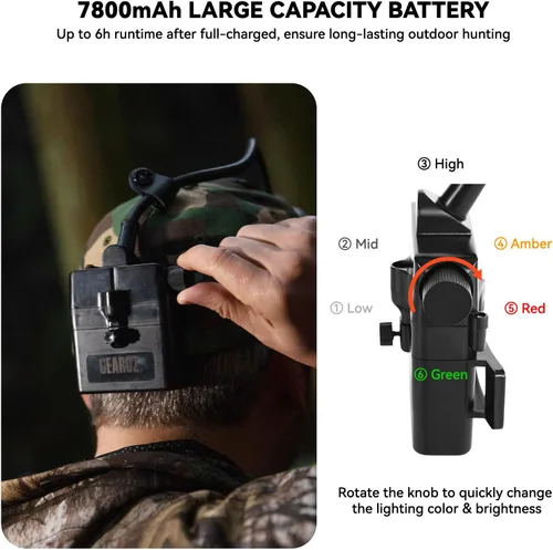 Miniatura 5 de GearOZ Coon - Luces de caza para Coyotes Hog Predators, 10 W recargable e impermeable IPX5, 6 modos de iluminación, 45000LUX LED de 4