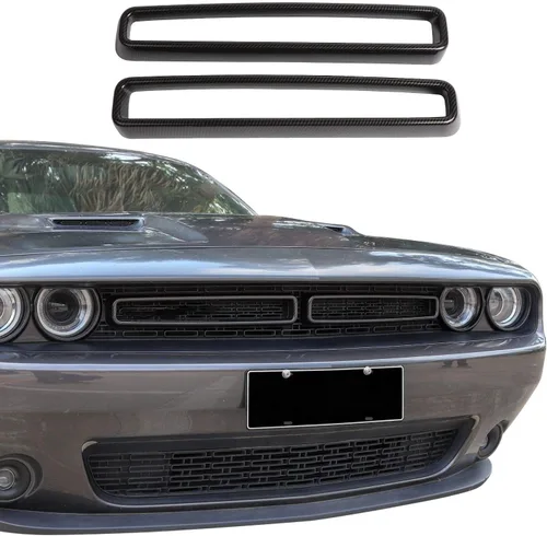 Miniatura 9 de Voodonala para insertos de rejilla delantera Challenger para accesorios Dodge Challenger 2015-2022, ABS rojo 2 piezas