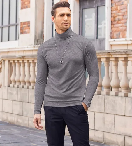 Miniatura 2 de COOFANDY Men's Casual Slim Fit Turtleneck T Shirts Lightweight Basic Cotton Pullovers