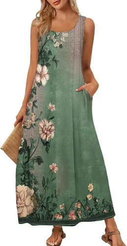 Miniatura 45 de Vestidos de iglesia para mujer 2025, casual, holgado, sin mangas, largo, fluido, vestido de verano con bolsillos