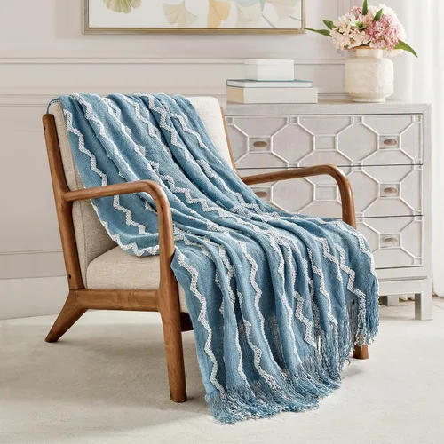 Miniatura 28 de Bourina - Manta de chenilla de punto, ligera, suave, acogedora, para cama, sofá, silla