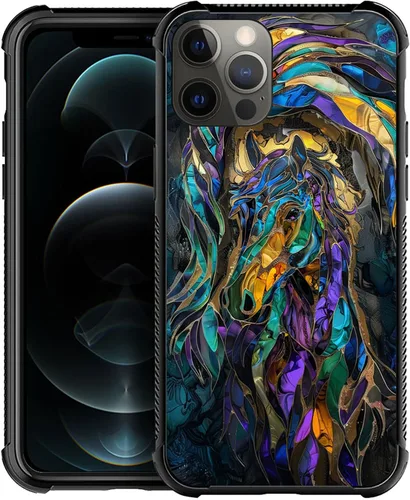 Miniatura 18 de ZHEGAILIAN Funda compatible con iPhone 11, fundas de cristal de color caballo de baile, parte trasera de vidrio templado+funda protectora