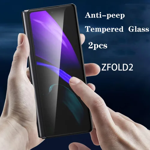 Miniatura 3 de Paquete de 2 protectores de pantalla de vidrio templado de privacidad diseñados para Samsung Galaxy Z Fold 2, protector de pantalla resistente a