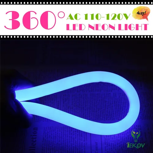 Miniatura 2 de [Actualización] Luz LED de neón de 360°, IEKOV™ CA 110-120 V, tira de luces LED de neón flexible de 360 grados, regulables e impermeables de neón +