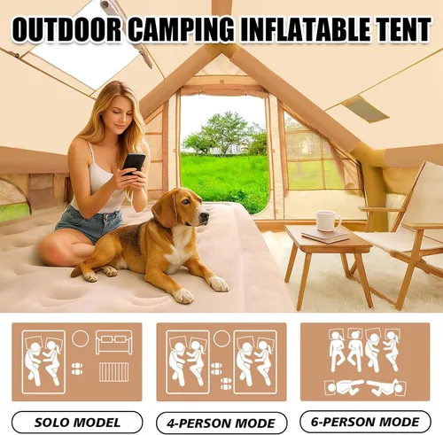 Miniatura 2 de SENLEETO Tiendas inflables para acampar, gran tienda de camping inflable con bomba manual, tiendas inflables fáciles de montar para 4-6 personas