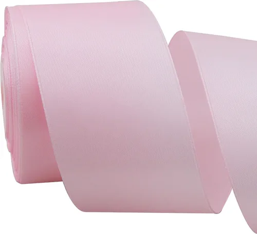Miniatura 25 de TONIFUL - Cinta de satén de oro rosa de 2 pulgadas x 25 yardas de ancho, rollo de cinta de satén sólida para manualidades, cinta para silla