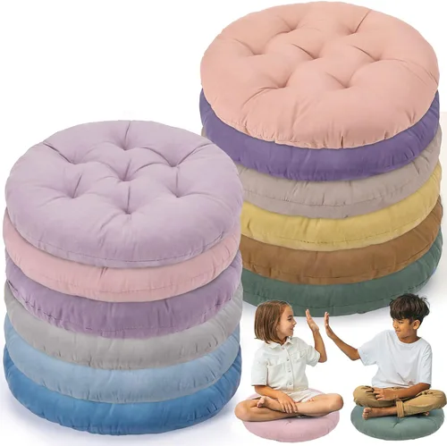 Miniatura 8 de Fumete 12 cojines de suelo de 16 x 16 pulgadas, cojines redondos de color para sillas de suelo de lectura, para niños y adultos, suministros
