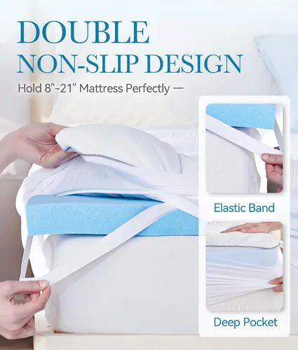 Miniatura 5 de BDEUS Cubrecolchón impermeable de doble capa de espuma viscoelástica de 3 pulgadas, tamaño individual, espuma viscoelástica de gel de 2 pulgadas más