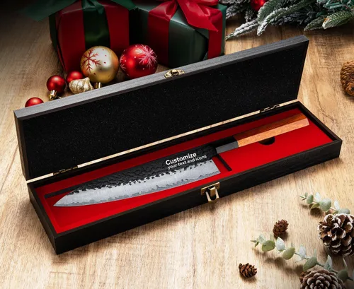 Miniatura 11 de Cuchillo de chef de 8 pulgadas en acero alemán EN1.4116 de alto carbono, ultra afilado, antideslizante, mango de espiga completa, apto