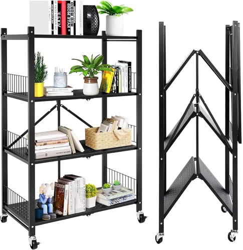 Estantes plegables de almacenamiento, estantes plegables de metal con ruedas, estantes y estantes de almacenamiento, estantes rodantes, estantes