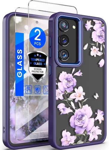 Miniatura 9 de Dretal Funda para Samsung Galaxy S22 5G Floral, de Grado Militar Probada contra Caídas, Parte Trasera Dura y Borde Suave, Funda Protectora de Verde