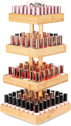 Miniatura 11 de Homde Organizador de esmalte de uñas para 86-123 botellas, soporte giratorio de 360 grados para esmalte de uñas, estante de almacenamiento para Negro