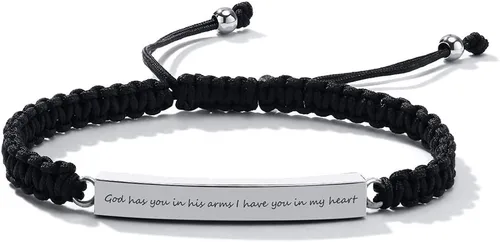 Miniatura 14 de Pulsera de urna personalizada para cenizas, recuerdos de joyería de cremación para mujeres y hombres, pulsera ajustable de cuerda tejida hecha a