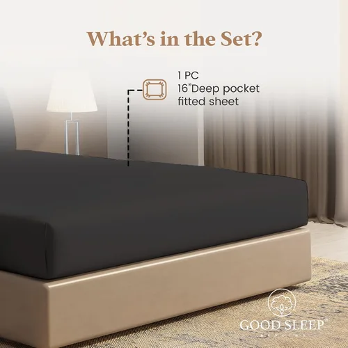 Miniatura 2 de Good Sleep Bedding Sábana Bajera Ajustable Tamaño King Solamente – Sábana bajera suave y transpirable tamaño King de 1000 hilos tamaño King