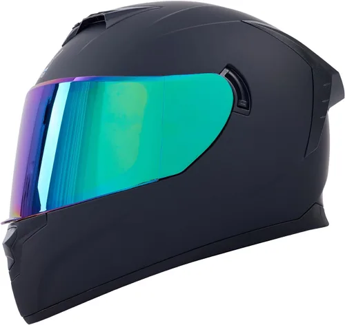Full Face Motorcycle Helmets for Adults Men and Women with Internal Tinted Visor Negro (Dumb black)