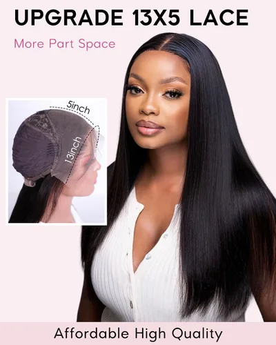 Miniatura 2 de Subella 12A Pelucas de encaje frontal HD de cabello humano con línea capilar prearrancada con cabello recién nacido, densidad de 180, 13x5, cabello