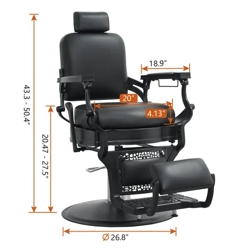 Miniatura 2 de Silla de peluquería para peluquería, resistente, 700 libras, para estilista, peluquero, belleza, tatuaje masaje (cuadrado negro)