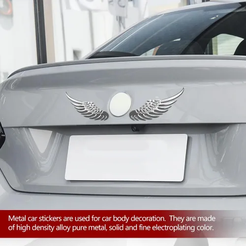 Miniatura 6 de 1 par de calcomanías de aleación de metal para automóvil, calcomanías de metal 3D, emblema de automóvil de alas de águila de halcón, calcomanías