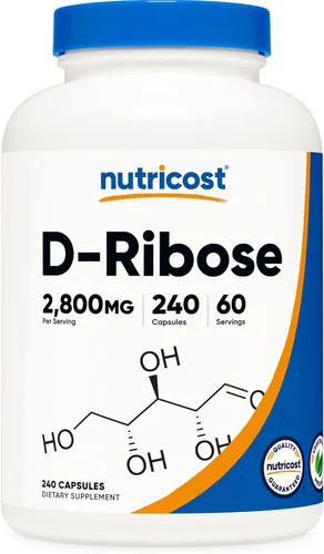 Nutricost D-Ribosa 700 mg (2800 mg por porción), 240 cápsulas – Apto para vegetarianos, sin OMG, sin gluten